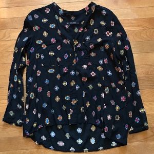 Zara Size M Jewel Print Career Button Down Blouse